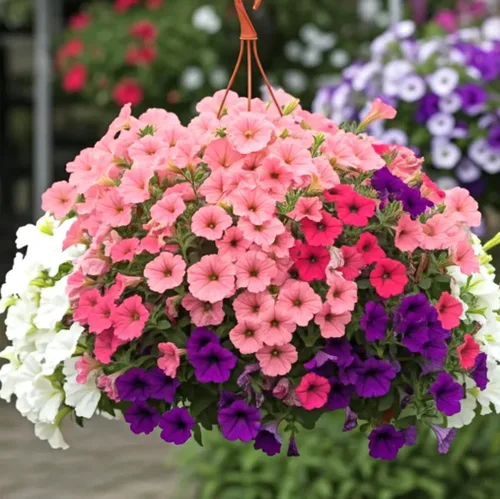 300 semillas de flores de petunia rosa púrpura salmón blanco mezcla colgante baqueta semillas de petunia para plantar bonsái en interiores y