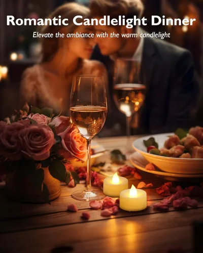 Miniatura 8 de Homemory - Paquete de 12 velas votivas LED sin llama, velas de té que funcionan con pilas, más de 200 horas de velas eléctricas falsas, TeaLights
