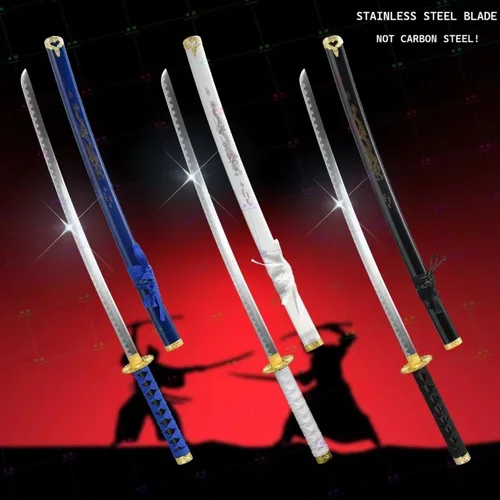 Miniatura 6 de Katana Last Samurai - Espada de acero inoxidable real, espiga completa, forjada a mano, no acero al carbono, forjada a mano Blanco