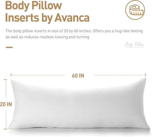 Miniatura 4 de Acanva - Almohada de cuerpo esponjosa para adultos y embarazo, suave y larga, inserto de almohada completa para dormir de lado