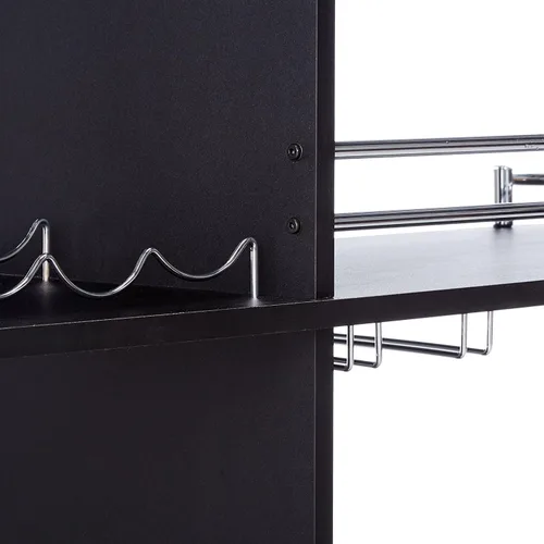 Miniatura 5 de Kings Brand Furniture Mesa de bar con dos estantes de vidrio templado, color negro (16 x 47 x 41 pulgadas)