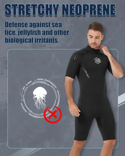 Miniatura 3 de Trajes de neopreno para hombre, 0.118 in con cremallera trasera de neopreno, trajes de buceo para buceo, esnórquel, surf, natación