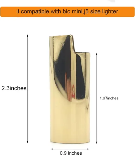 Miniatura 2 de Mini metal encendedor caso cubierta titular color oro para BIC Mini tamaño encendedor J5