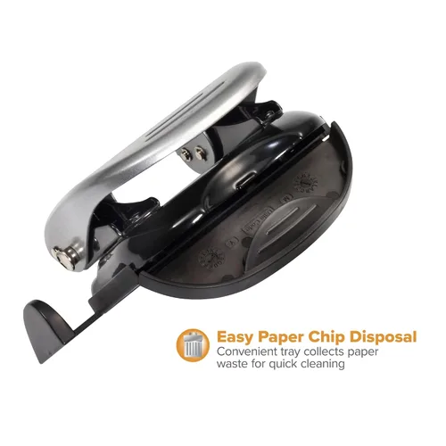 Miniatura 5 de Bostitch Office EZ Squeeze Reduced Effort Perforadora de 2 agujeros, 2 hojas, mango de bloqueo, color plateado (231)