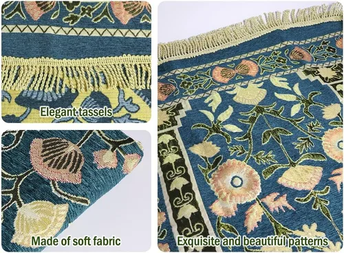Miniatura 3 de Alfombra cuadrada de oración musulmana verde de 2 pies 4 pulgadas x 3 pies 7 pulgadas, con bolsas de diseño elegante, suave, antideslizante