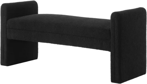 Miniatura 4 de 24KF Banco de Cama Tapizado Moderno Cubierto con Suave Tela Boucle Teddy, Hermoso Banco Otomano de Entrada con Reposabrazos, 5062-Negro