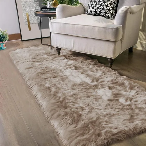 Miniatura 82 de Latepis - Tapete rectangular de piel sintética tipo lana de oveja suave, esponjosa y lavable para sala de estar, dormitorio, sala de juegos o Blanco