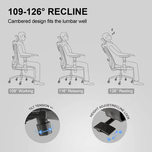 Miniatura 7 de XUER Silla de oficina ergonómica, silla de escritorio de malla para computadora con soporte lumbar de esponja ajustable, cojín grueso, reposabrazos
