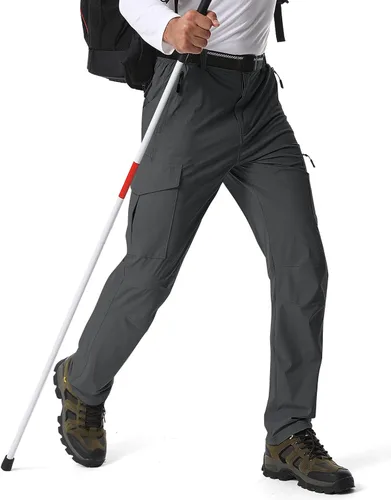 Miniatura 13 de Pantalones de senderismo para hombre, ligeros, transpirables, con 6 bolsillos, para verano, casual, de secado rápido, impermeables, pantalones