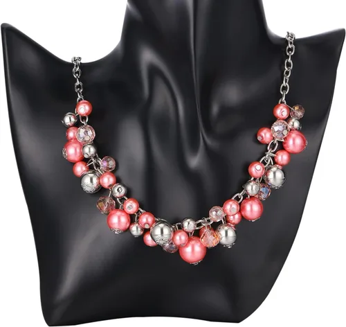 Miniatura 2 de Collares con colgante de cadena corta para mujer, joyería de moda de plata con perlas y cuentas de cristal, regalos de cumpleaños para mujer