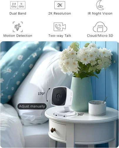 Miniatura 3 de blurams Juego de cámaras de seguridad, cámara interior 2K para mascotas para seguridad en el hogar con seguimiento de movimiento, audio de 2 vías