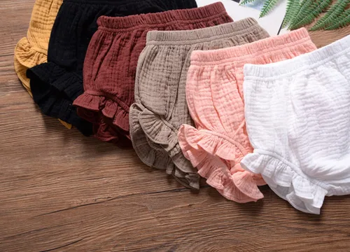 Miniatura 7 de Conjunto de 3 piezas de pantalones cortos para recién nacidos, para bebés, niñas y niños, mezcla de lino y algodón, lindos pantalones cortos