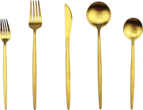Miniatura 11 de Golden Stain - Cubiertos modernos de 6 piezas de acero inoxidable 304, tenedor de postre de acero inoxidable 304, tenedor de ensalada de 7.2