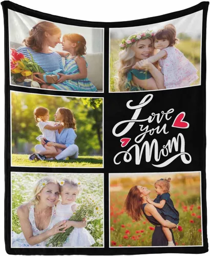 Miniatura 7 de InterestPrint Regalos personalizados para mamá, manta personalizada con fotos y fotos familiares, regalos de cumpleaños para el día de la madre