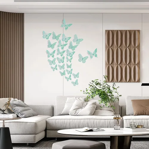 Miniatura 2 de SAOROPEB - Calcomanía de mariposa 3D para pared, 48 piezas, 4 estilos, 3 tamaños, extraíble, mariposa para decorar cumpleaños, fiestas y pasteles