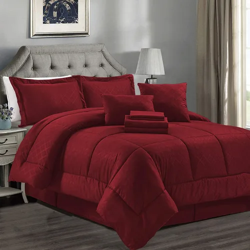 Miniatura 12 de JML - Juegos de edredón de ropa de cama de microfibra con fundas. Patrón bordado y acolchado de color sólido de lujo. Ideal para cualquier