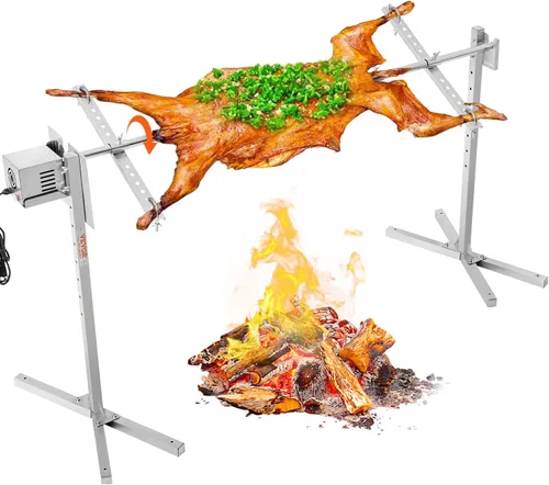 Miniatura 13 de VEVOR Parrilla asadora, asador de cerdo y cordero al aire libre de 37 pulgadas, asador de asador de carbón con capacidad de 132 libras, ruedas