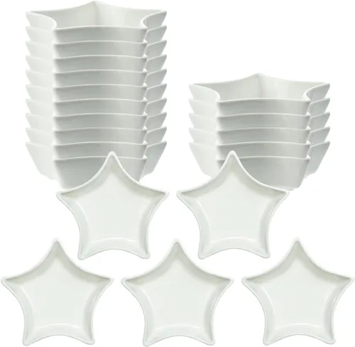 Miniatura 9 de SOCOSY Plato de cerámica multiusos en forma de estrella blanca para condimentos, platos para sushi, aperitivos, platos para servir platos