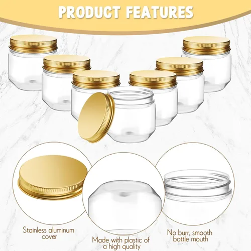 Miniatura 3 de Tanlade 60 tarros de plástico transparente de 3 onzas con tapas de boca ancha, mini recipientes de almacenamiento a granel para hierbas, gelatina