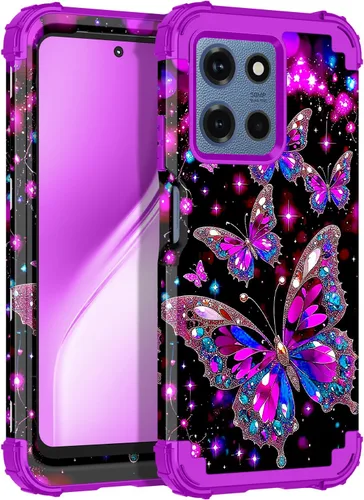 Miniatura 14 de LONTECT Funda para Moto Edge 2021, Moto Edge 5G UW, funda floral a prueba de golpes, 3 en 1, híbrida resistente, resistente, funda protectora