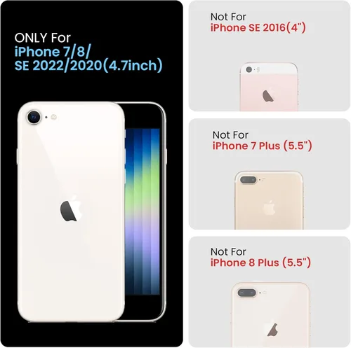 Miniatura 7 de FireNova Funda diseñada para iPhone SE 2022/2020, iPhone 7 8, silicona mejorada [borde recto] y [protección de cámara] funda para teléfono con forro