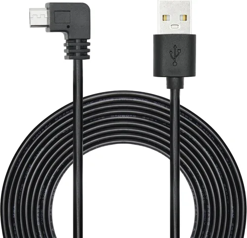 Miniatura 8 de Cable de alimentación micro USB de 90 grados para cámara de tablero de 11 pies, cable de carga USB en ángulo izquierdo, solo alimentación,