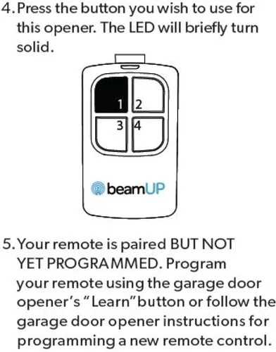 Miniatura 6 de beamUP Transmisor remoto universal para puerta de garaje, control remoto de puerta de garaje de 4 botones para operar 4 puertas de garaje separadas