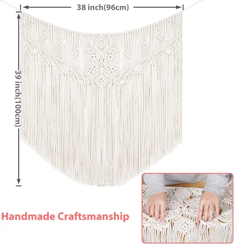 Miniatura 5 de LITOYNAN Tapiz grande de macramé para colgar en la pared, tapiz bohemio para decoración de boda, elegante tapiz bohemio hecho a mano, decoración