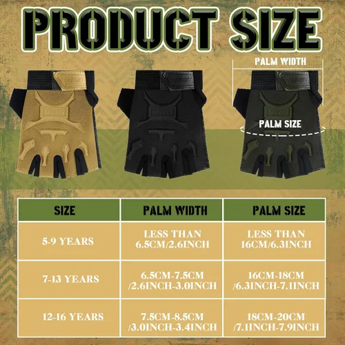 Miniatura 11 de SATINIOR 3 pares de guantes de medio dedo antideslizantes de gel para ciclismo, guantes de gimnasia ajustables para niñas y niños