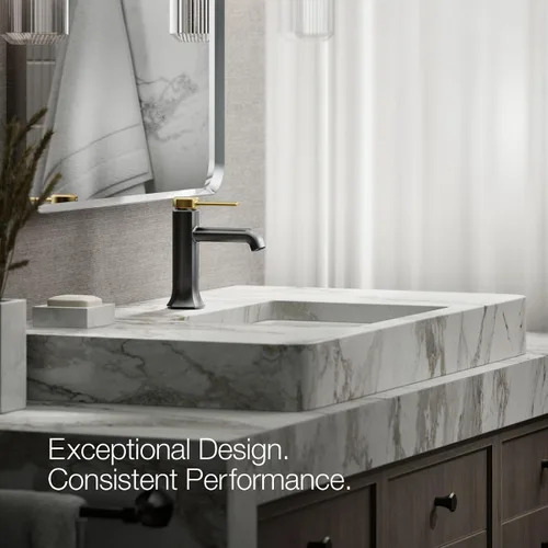 Miniatura 3 de KOHLER 27000-4K-BMB - Grifo de baño de un solo mango con montaje de drenaje emergente, grifo de lavabo de baño de un agujero, 1.0 gpm, negro mate