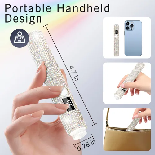 Miniatura 5 de Luz UV de mano para uñas de gel, mini luz UV con purpurina, lámpara de uñas portátil inalámbrica para secado rápido, lámpara LED recargable