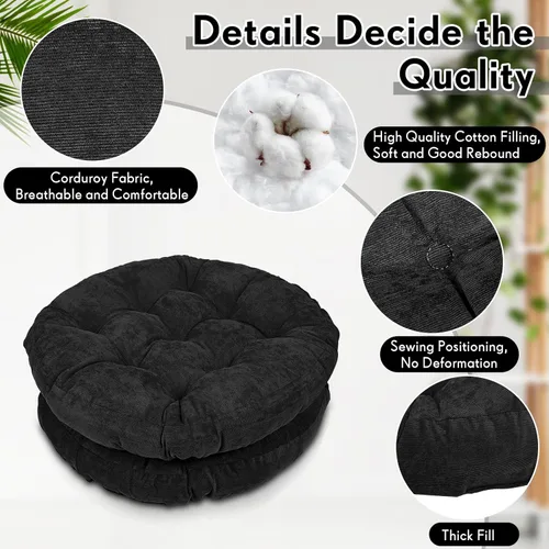 Miniatura 3 de Jerify Cojines de suelo grandes, redondos, cuadrados, grandes para meditación, para el aula, adultos, meditación, picnic, fiesta, asiento, Negro