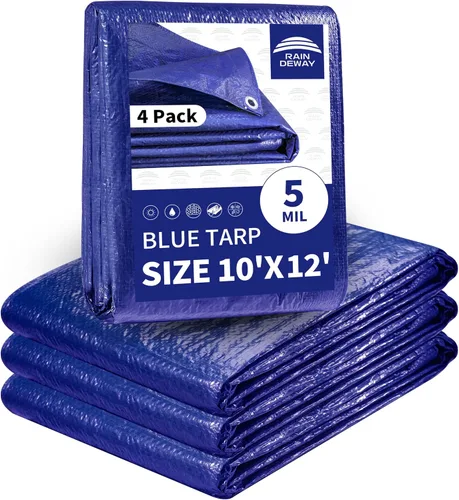 Miniatura 37 de RAINDEWAY Tarps - Lona impermeable de color azul de 4 x 16 pies de grosor, resistente a desgarros, multiusos, para techo, campamento, automóvil