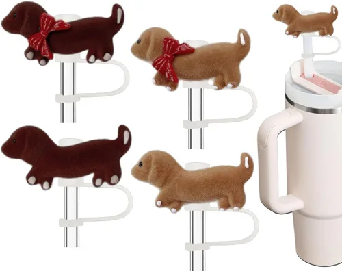 Miniatura 9 de Tapas de corgi para pajitas de Stanley Cup - Paquete de 4 Accesorios reutilizables de silicona para tazas Stanley Cup, tapas para pajitas