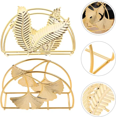 Miniatura 9 de HOMSFOU 2pcs Metal Napkin Holder Rack Set, Standing Paper Tissue Dispenser for Tabletop, Modern Farmhouse Style Serviette Organizer for Restaurant