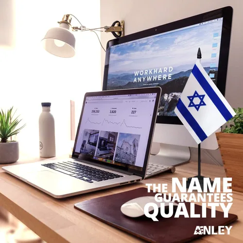 Miniatura 2 de ANLEY Israel Deluxe - Juego de banderas de escritorio – Bandera de escritorio israelí miniatura de 6 x 4 pulgadas con poste sólido de 12 pulgadas