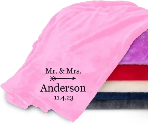 Miniatura 12 de Manta personalizada para parejas con nombre y fecha de aniversario, súper suave y acogedora, manta personalizada de Mr. y Mrs. para parejas, regalos