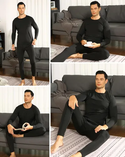 Miniatura 5 de ViCherub Thermal Underwear for Men Fleece Lined Long Johns Thermals Top and Bottom Set Base Layer for Cold Weather