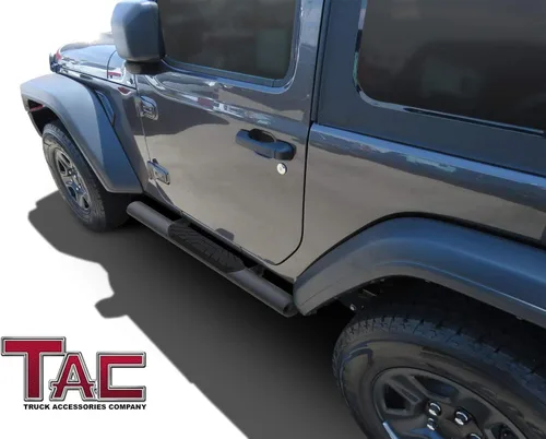 Miniatura 2 de TAC - Estribos laterales para Jeep Wrangler JL 2018-2024 de 2 puertas de 3 pulgadas, barras laterales negras, rieles de escalón, barras Nerf
