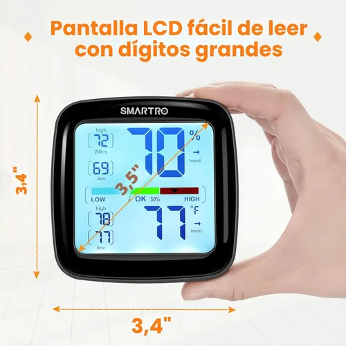 Miniatura 7 de SMARTRO SC42 higrómetro digital profesional, termómetro interior medidor de humedad ambiental y calibración de precisión profesional
