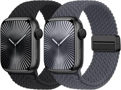 Miniatura 29 de Bandas elásticas trenzadas con cierre magnético compatibles con Apple Watch de 1.496 pulgadas, 1.575 pulgadas, 1.614 pulgadas, 1.654 pulgadas, 1.732