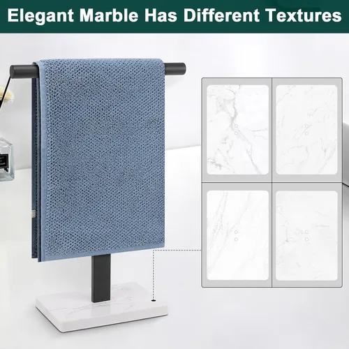 Miniatura 4 de Toallero de mano, soporte de toalla en forma de T para baño, barra de toallero de mano para aparador de cocina, acero inoxidable 304, base de mármol