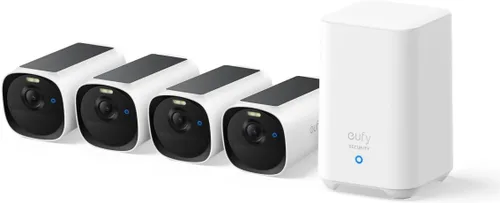 eufy Security eufyCam E40 - Kit de 4 cámaras, cámara de seguridad solar, visión nocturna MaxColor 2K con panel solar integrado, almacenamiento local