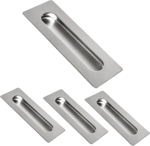 Miniatura 15 de HOMOTEK Paquete de 4 tiradores de puerta corrediza empotrados de 5.91 pulgadas para puertas corredizas de granero, cajón de gabinete, tamaño pequeño
