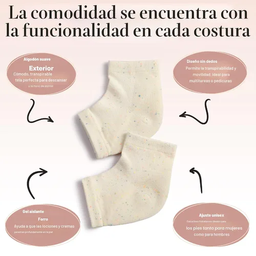 Miniatura 4 de Kitsch - Calcetines hidratantes para tratamiento de talones agrietados – Calcetines de spa reutilizables para mujeres y hombres con forro de gel