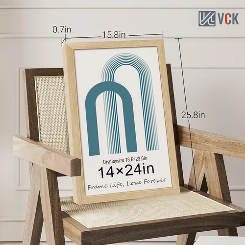 Miniatura 101 de VCK Marcos para póster de madera maciza de 22.375 x 34 pulgadas, marco de fotos A1 negro con montaje en pared, paquete de 3