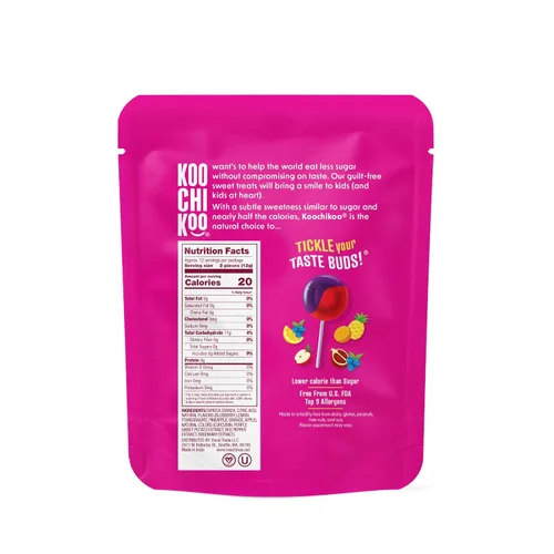 Miniatura 2 de Koochikoo Bolsa de paletas orgánicas y sin azúcar, sabores de frutas surtidos, sin azúcar añadido, sin gluten, certificado vegano