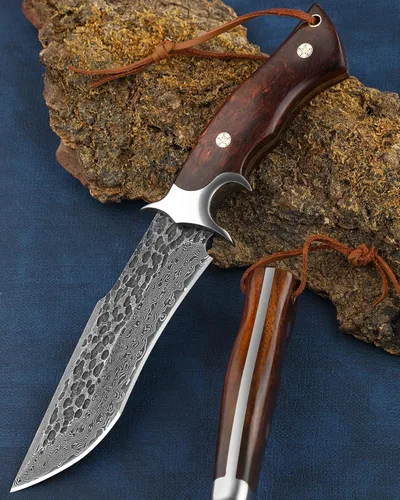 Miniatura 7 de Cuchillo Omesio de hoja fija con vaina, cuchillo de supervivencia de acero M390, Fulltang 60±1 HRC, cuchillos de hoja fija EDC para caza, cuchillos