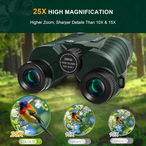 Miniatura 2 de Binoculares compactos UHD de 25 x 32 para adultos de alta potencia, binoculares de visión grande con visión clara de poca luz, binoculares