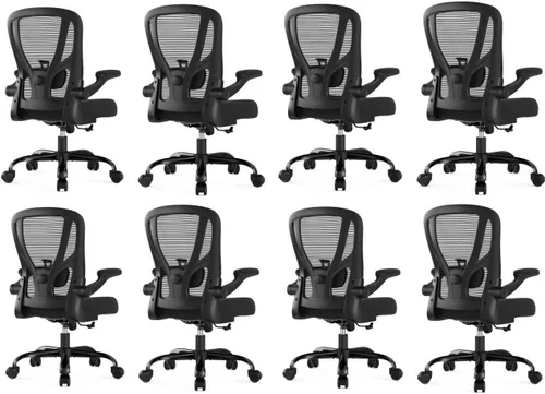 Miniatura 18 de Silla de oficina ergonómica de escritorio, silla de computadora de malla, silla de trabajo transpirable con ruedas, soporte lumbar ajustable, sillas